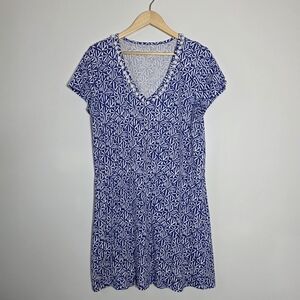 Lilly Pulitzer Etta V-neck Dress in Corsica blue lightweight shirt dress Size L
